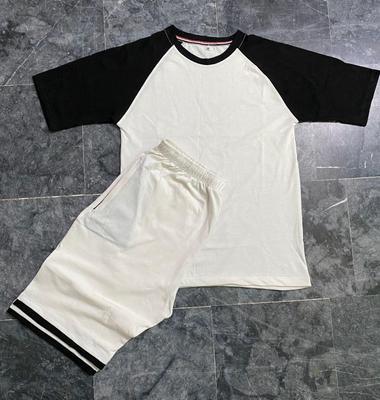 2 Pcs Men's Cotton Plain T-Shirt & Shorts Tracksuit