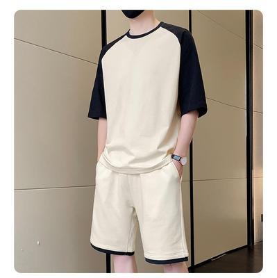 2 Pcs Men's Cotton Plain T-Shirt & Shorts Tracksuit